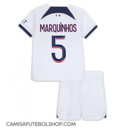 Camisa de time de futebol Paris Saint-Germain Marquinhos #5 Replicas 2º Equipamento Infantil 2023-24 Manga Curta (+ Calças curtas)